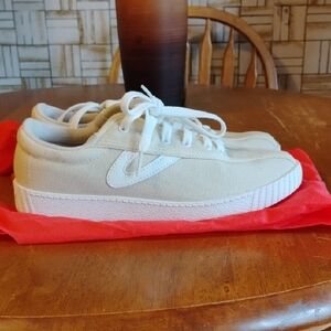 Tretorn Tan Canvas Sneakers Worn Once excellent Condition.